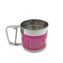 High-quality stainless steel flour sifter for baking, ensuring smooth and even flour distribution.